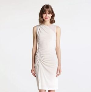 Halston Heritage Sleeve‎ Dress With Sheer Contrast and Side Leg Slit Size 14 New